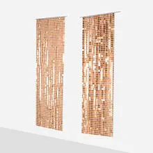 Paco Rabanne, Space curtains, pair, c. 1975, plasticized copper, chrome-plated steel, plastic