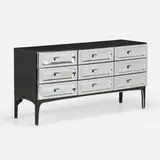 Henri Vallières, Cabinet, c. 1965, polished aluminum, lacquered wood