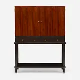 Councill, Art Deco-style cabinet, c. 2000, rosewood, enameled wood, brass, mirrored glass