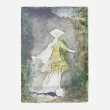 On the Wheel of Fortunes by Françoise Gilot, 2000, mixed media on paper, sold Nov 2022