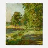 William Langson Lathrop, Sycamores by Brook, oil on linen