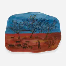 Duilio (Dubé) Barnabé, Wall Panel, c. 1955, reverse-painted glass