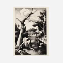 Shallow Creek by Thomas Hart Benton, 1939, lithograph, sold Nov 2022