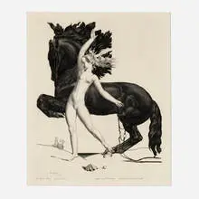 Robert Poughéon, Le Cheval Libre, 1932, drypoint with engraving