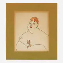 Ludwig Bemelmans, Elsa Maxwell, watercolor and ink on paper