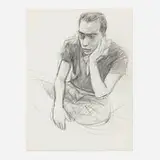 Patrick Angus, Seated Figure, graphite on paper
