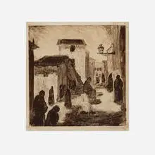 Street Scene by Abraham Walkowitz, monoprint, sold Nov 2022