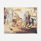 Bataille autour d'un pissenlit (Battle Around a Dandelion) tapestry by Salvador Dalí, 1988, jacquard tapestry, sold Nov 2022