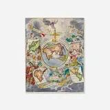 Johann Degler, World map with allegorical figures and putti, etching with hand-coloring