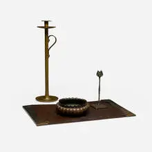 Arts & Crafts, Collection of four desk articles, brass, copper, silver-plated metal