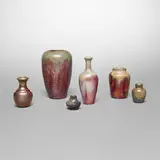 Collection of six vases by Ira and Ella Peters for Pewabic Pottery, sold Jul 2026