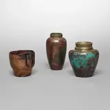 Collection of three vases by Ira and Ella Peters for Pewabic Pottery, sold Jul 2026