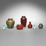 Collection of seven vases by Ira and Ella Peters for Pewabic Pottery, sold Jul 2026