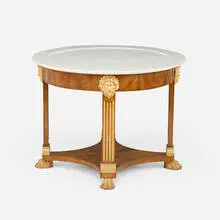 Empire Style, Table, mahogany veneer, gilt wood, marble