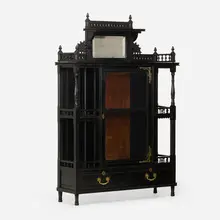 Aesthetic Movement, Étagère, ebonized poplar, brass, mirrored glass, glass, felt