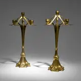 Art Nouveau, Five-light candelabra, pair, c. 1910, brass