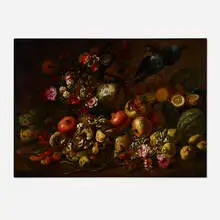 Giovanni Battista Ruoppolo, Still life with flowers and fruit, oil on canvas