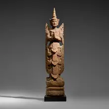 Burmese, Nat spirit, carved wood