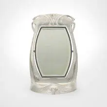 Peter Behrens, Jugendstil dressing table mirror, c. 1900-1910, pewter, mirrored glass, wood