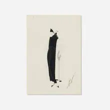 Erté, Robe d'après-midi for Harper's Bazaar, 1922, ink on J Whatman paper