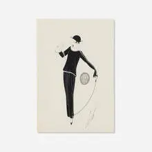 Erté, Robe pour la Promenade for Harper's Bazaar, 1922, ink on J Whatman paper