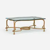Emilio Rey, Coffee table, c. 1975, gilt steel, glass