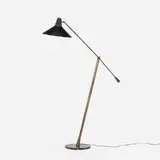 attribution Arredoluce, floor lamp, c. 1950, brass, enameled aluminum, marble