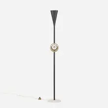 Angelo Lelii, floor lamp, model 12555, 1950/52, enameled brass, enameled aluminum, brass, marble, acrylic