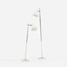 Angelo Ostuni, adjustable lamps, pair, c. 1958, chrome-plated steel, enameled steel, enameled aluminum