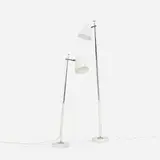 Angelo Ostuni, adjustable lamps, pair, c. 1958, chrome-plated steel, enameled steel, enameled aluminum
