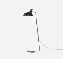 attribution Gino Sarfatti, floor lamp, c. 1945, enameled steel, enameled aluminum, brass