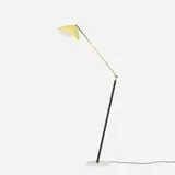 Stilux, floor lamp, c. 1960, enameled aluminum, enameled steel, brass, marble