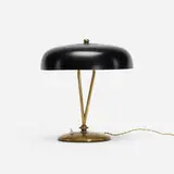 attribution Arredoluce, table lamp, c. 1950, enameled aluminum, brass, aluminum