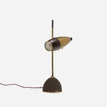 Oscar Torlasco, table lamp, c. 1950, enameled brass, brass