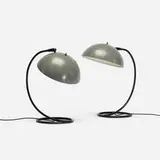 Kurt Versen, table lamps, pair, c. 1955, enameled steel