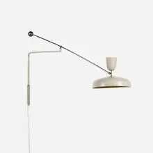 Pierre Guariche, wall light, 1951, enameled steel, patinated brass, enameled aluminum