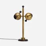 Oscar Torlasco, table lamp, c. 1955, brass, lacquered wood, enameled brass