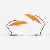 Stilux, table lamps, pair, c. 1955, acrylic, brass, marble