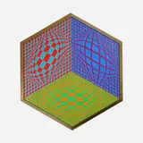 Tri-Dagg by Victor Vasarely, 1979, acrylic on panel, sold Sep 2016