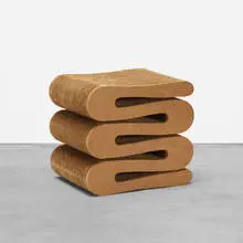 Wiggle Stool by Frank Gehry, 1972, corrugated cardboard, Masonite, sold Sep 2016