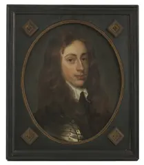 Samuel Cooper, Untitled, wearing armour oil on canvas 50 x 35cm