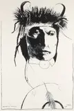 Leonard Baskin, Chief Wets It - Assinnboine, 1972, original, lithograph, pencil