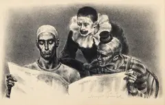Joseph Hirsch, Clowns and the News (Cole 6), 1942, lithograph