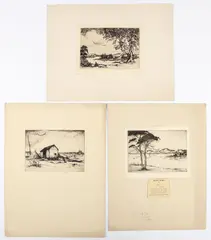 John McGrath, At The Bend of The River, 6 x 8.4 inches, 6/200; The Quiet Loch, 6 x 8.5 inches, pencil