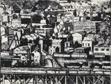 Robert Qualters, (American/Pittsburgh, contemporary), From Mt. Washington, 1970, lithograph on BFK Rives