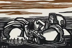 Juan Manuel Sanchez, Untitled, 1961, lithograph on wove paper made from the original woodcut (Xylograph/Xilografia)