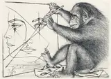 Pierre-Yves Trémois, The Monkey Artist, 1970, etching on paper