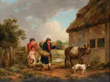 George Morland, Family Travelling Outside of a Thatched Cottage