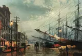 John Stobart, South Street New York in 1880, 1975, color