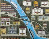 Peter A. Contis, Bridge to Falmouth, gouache on canvasboard